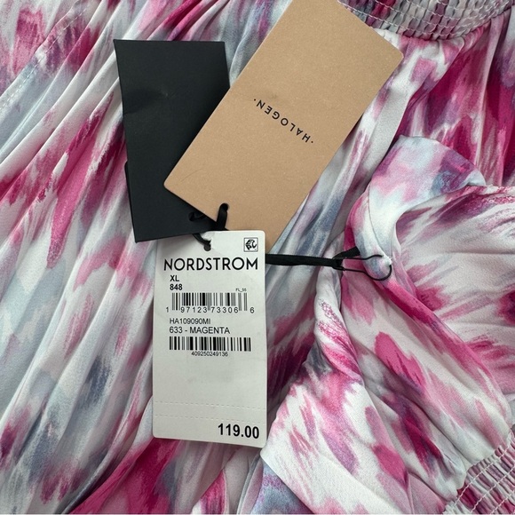 NWT Halogen Sleeveless Pleated Sharkbite Hem Midi Halter Dress Magenta Size XL - Picture 10 of 10